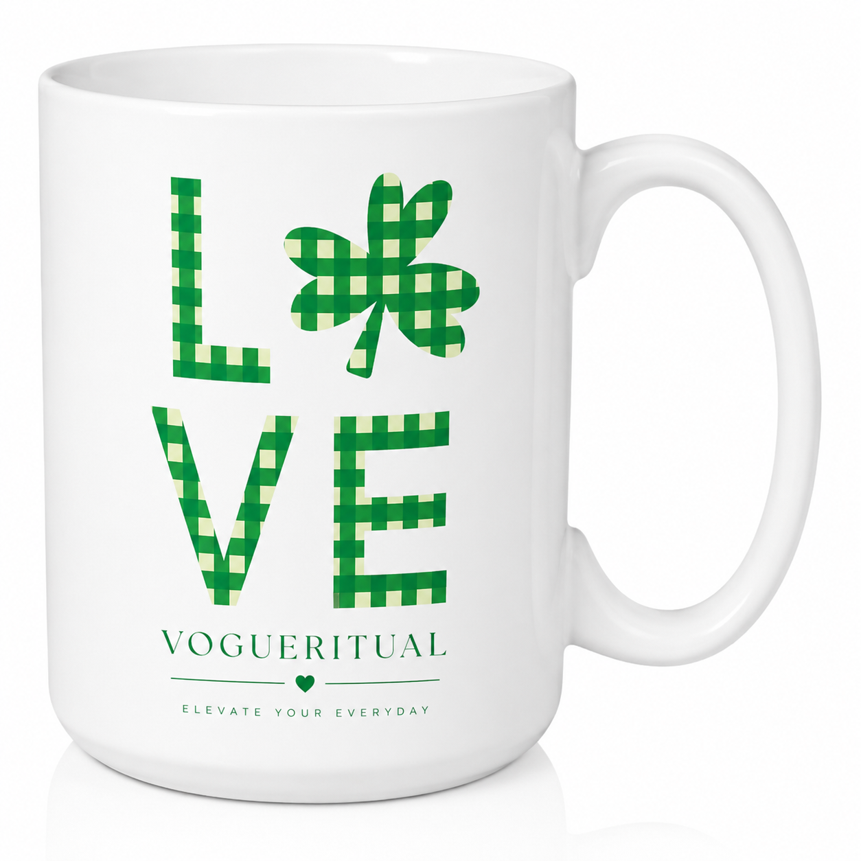 Vogueritual Colorful Coffee Mug Plaid Shamrock Clover - Image 2